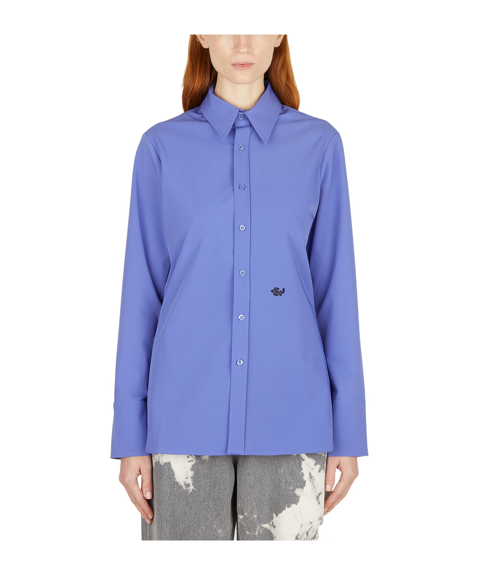 Eytys Lapel Long-sleeved Shirt In Blue