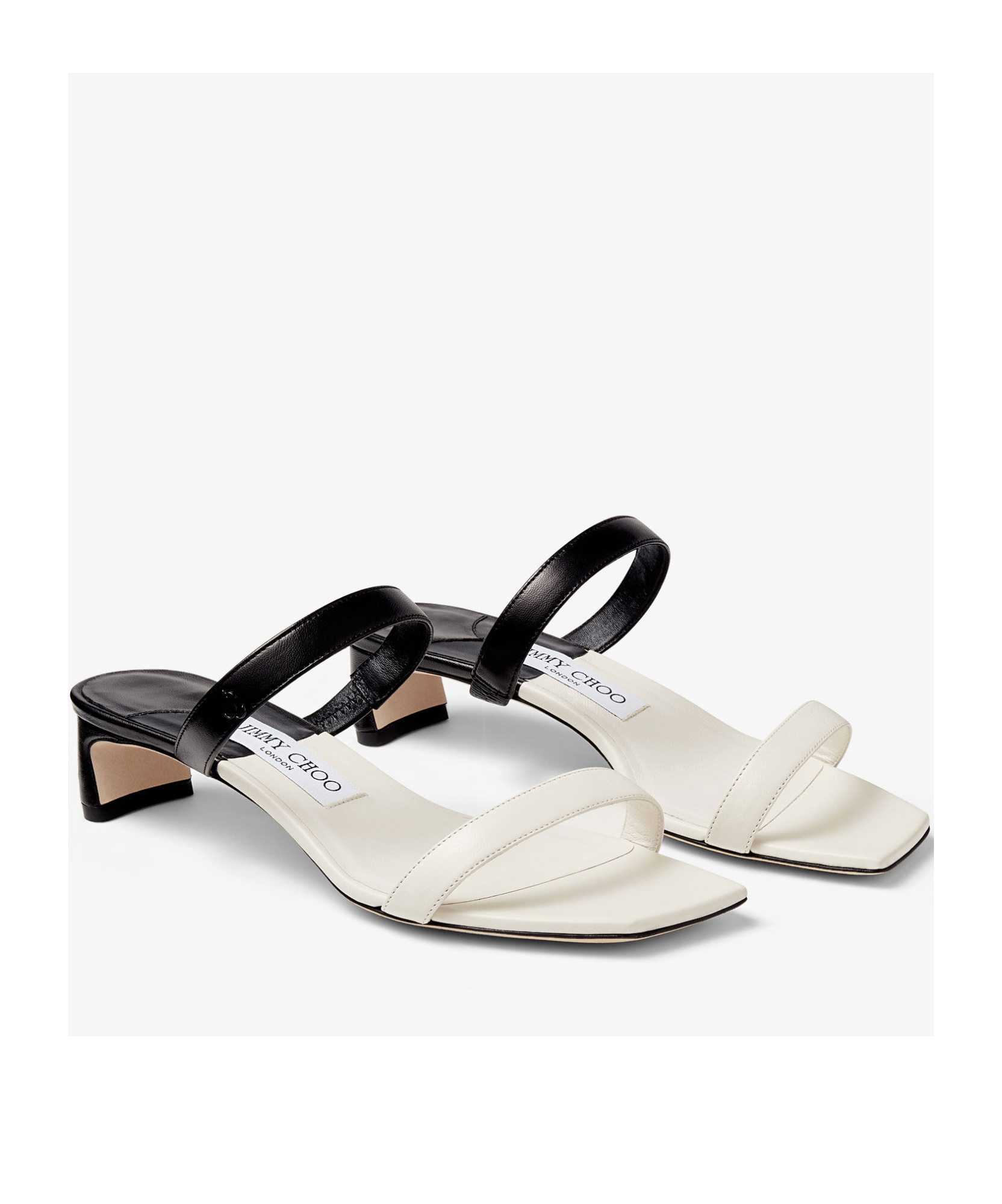 Jimmy Choo Kyda Bicolor Dual-band Slide Sandals In White