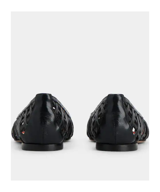 Roger Vivier Leather Point Toe Ballet Flats With Cut-out Details In Black