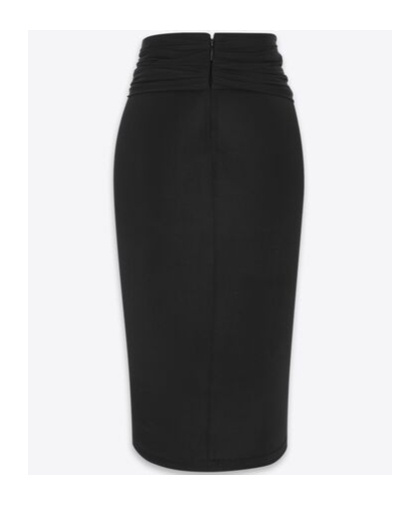 Saint Laurent Falda Shiny Negra Anudada A Cintura In Black