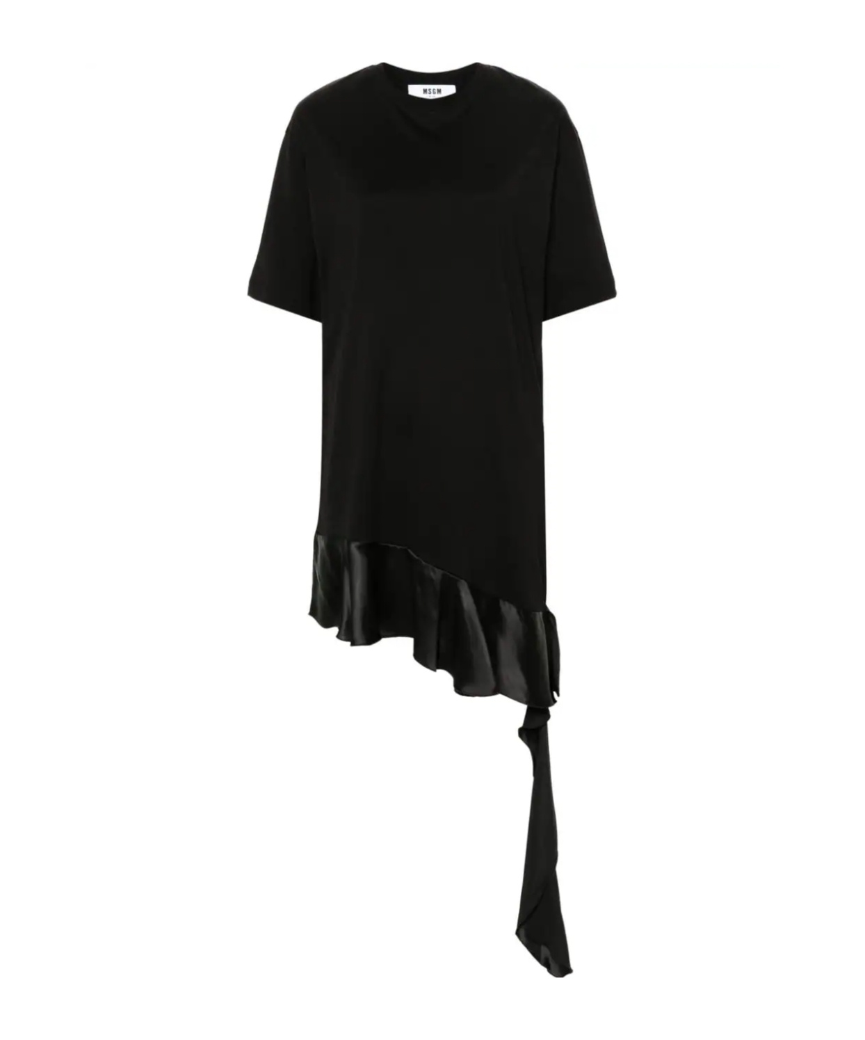Msgm Short-sleeve Cotton T-shirt Dress In Black