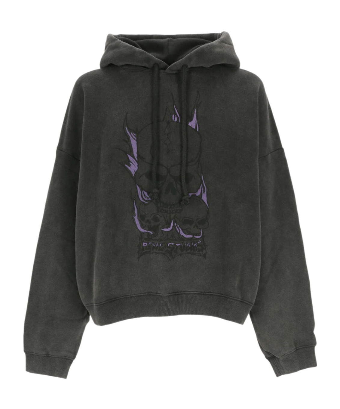 Acne Studios Black Printed Hoodie In Black