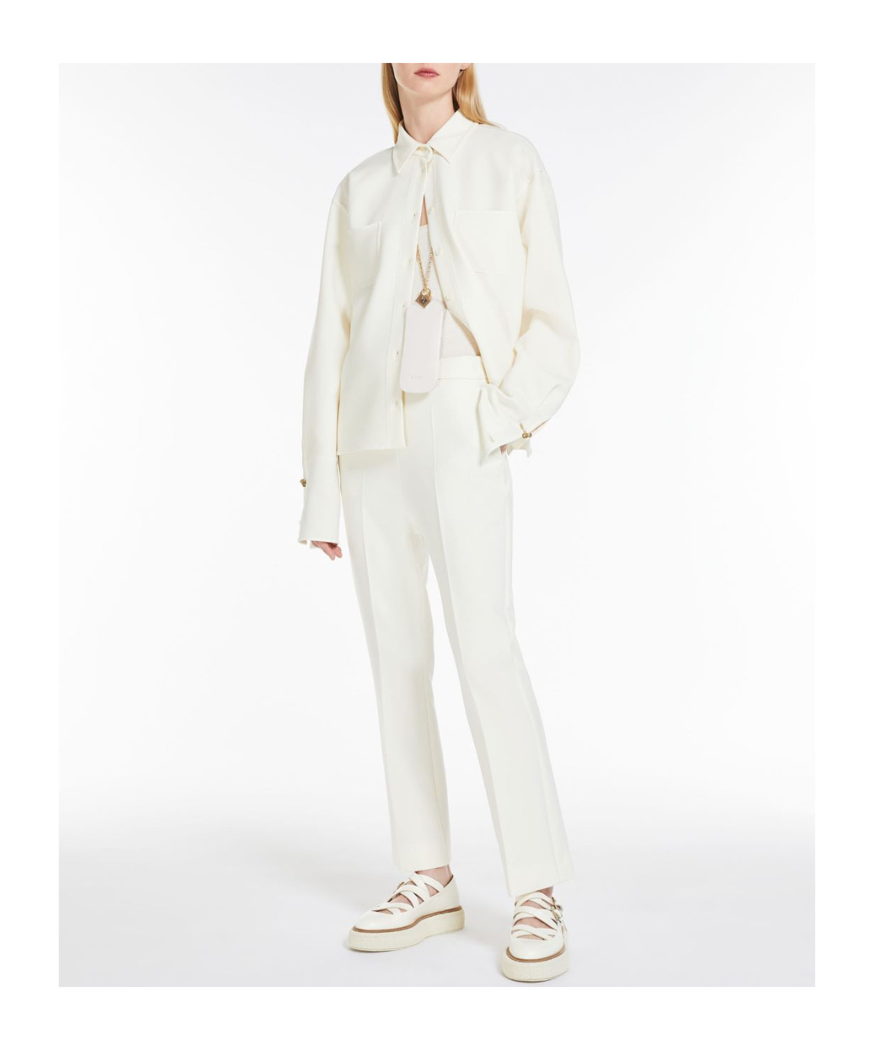 Max Mara Wool Jacket Shirt In White