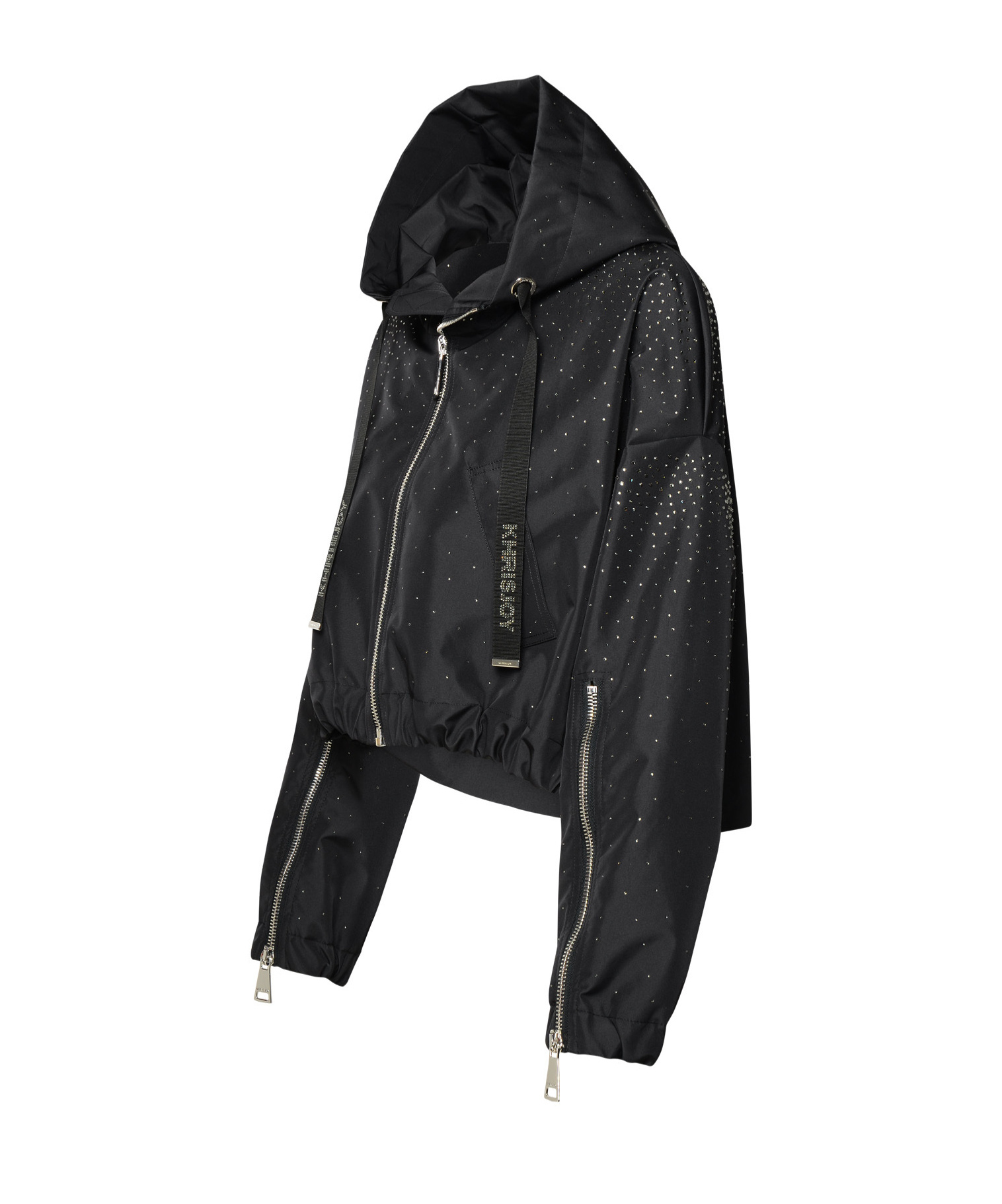 Khrisjoy Embellished Zip-up Hooded Jacket In Black