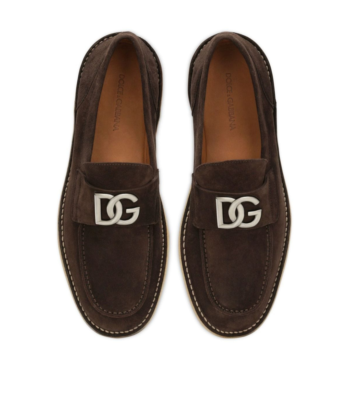 Dolce & Gabbana Loafer Aus Wildleder Mit Logo-schild In Black
