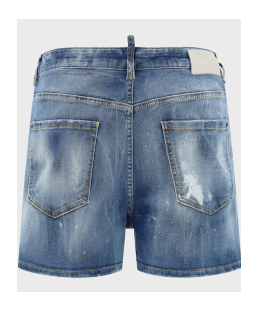 Dsquared2 Distressed High Waist Denim Shorts In Blue