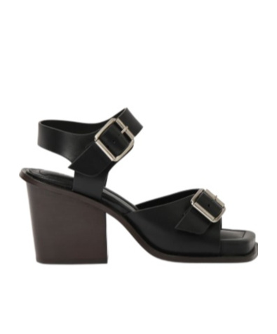 Lemaire 80mm Square Heeled Sandals W/ Straps In Black