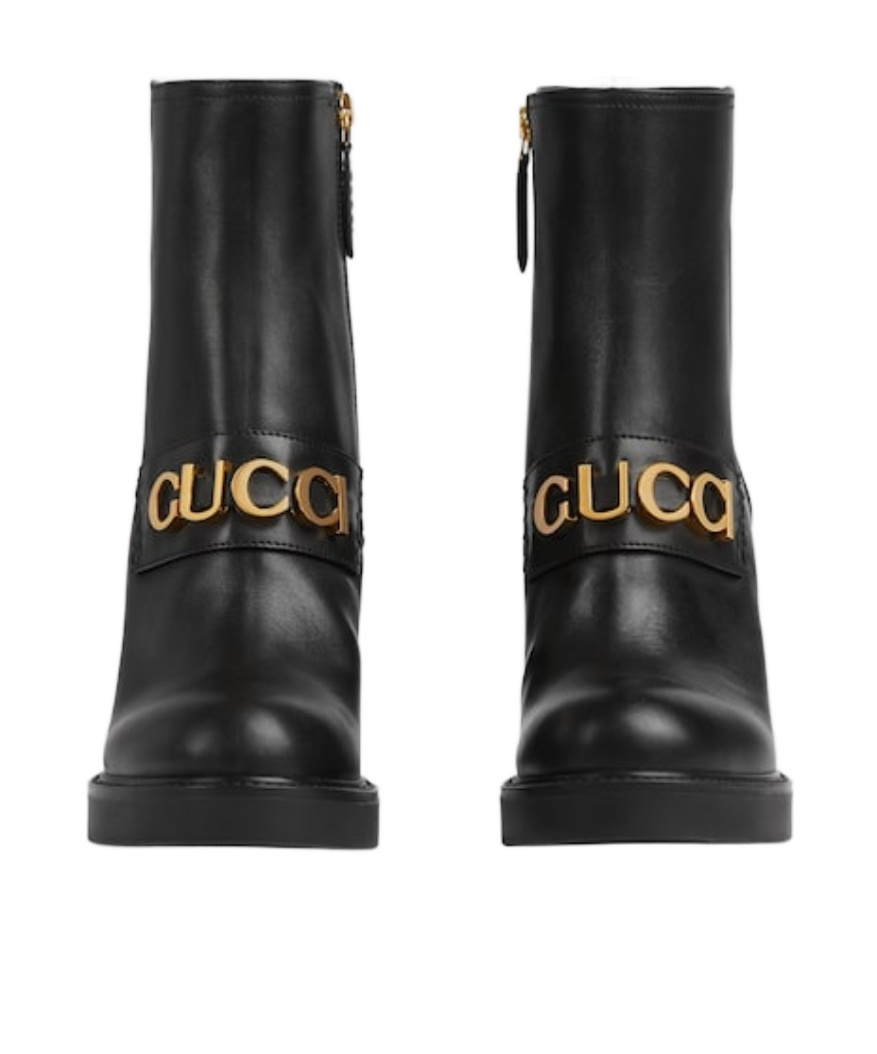 Gucci Womens Black Horsebit Block-heel Leather Ankle Boots In Black