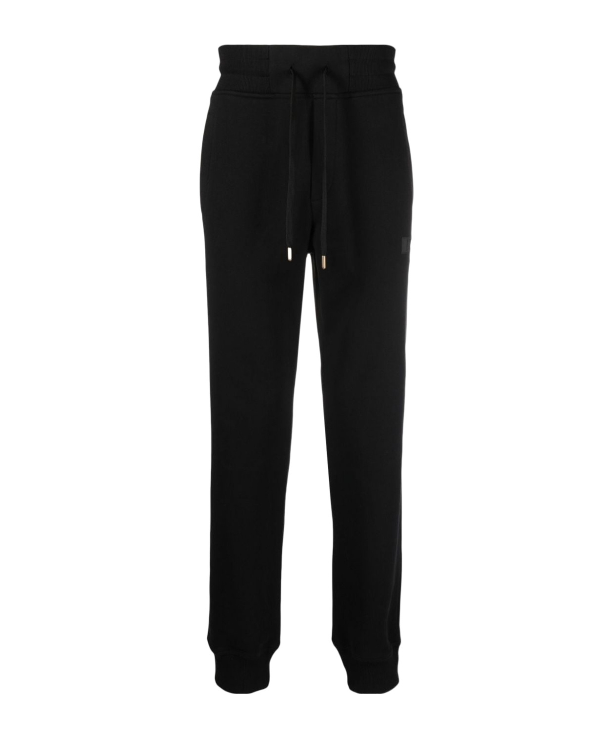 Versace Jeans Logo-patch Cotton Track Pants In Black
