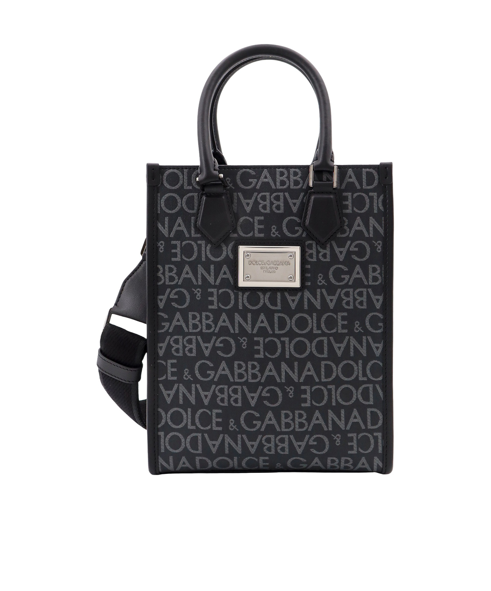 Dolce & Gabbana Logo-print Cotton-blend Tote Bag In Black