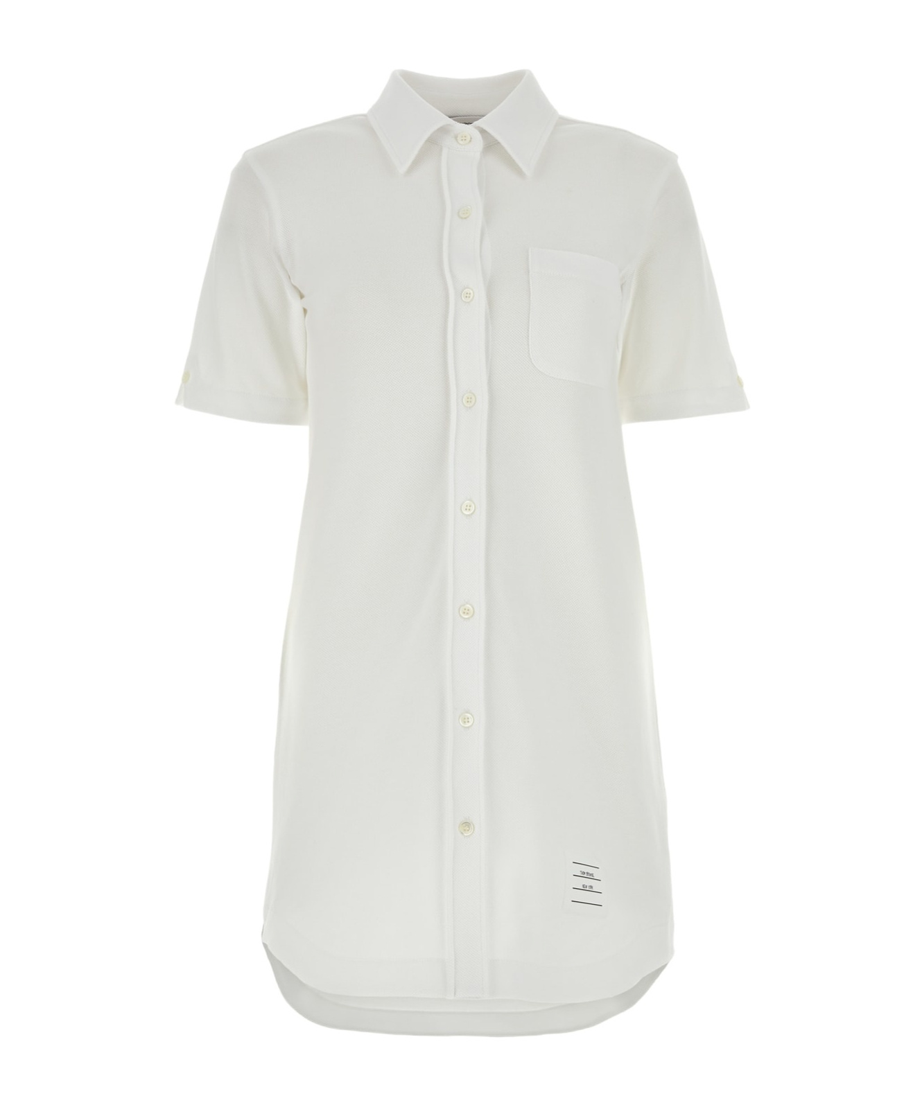 Thom Browne Sequin Embellished Mini Shirt Dress In White