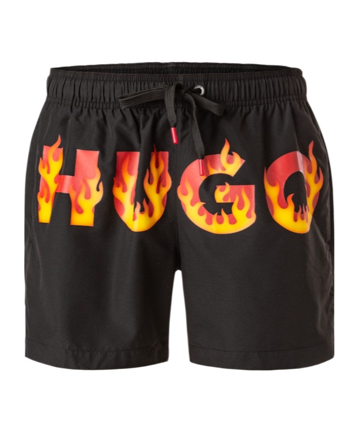 Hugo Boss Elastic Belt Swimming Trunks In Black