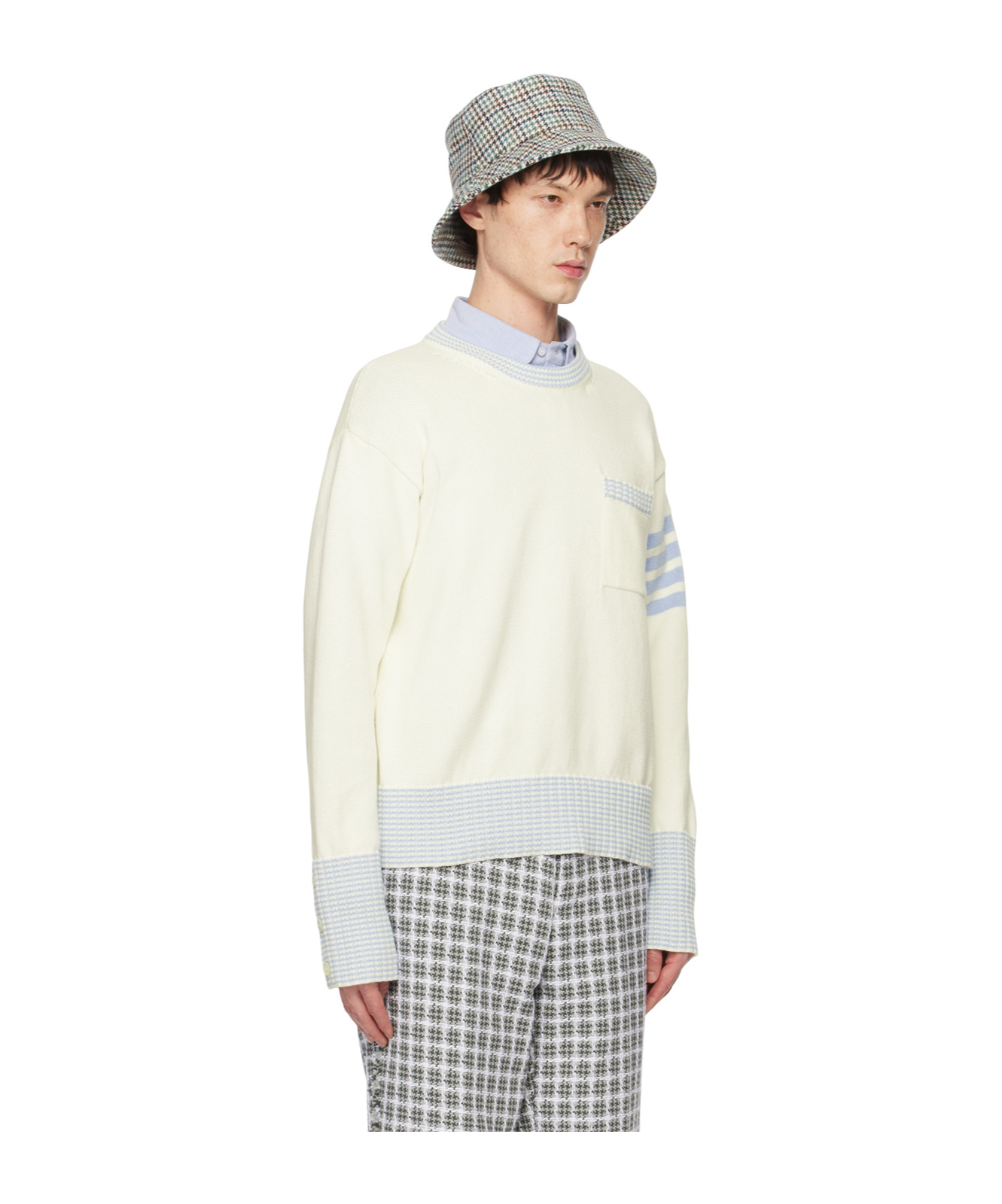 Thom Browne Hector Round Neck Sweater In White
