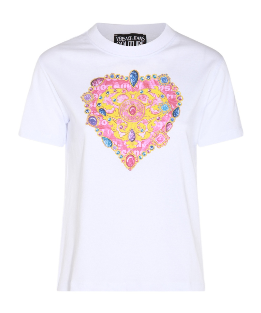 Shop Versace Jeans Heart Couture Cotton T-shirt In White