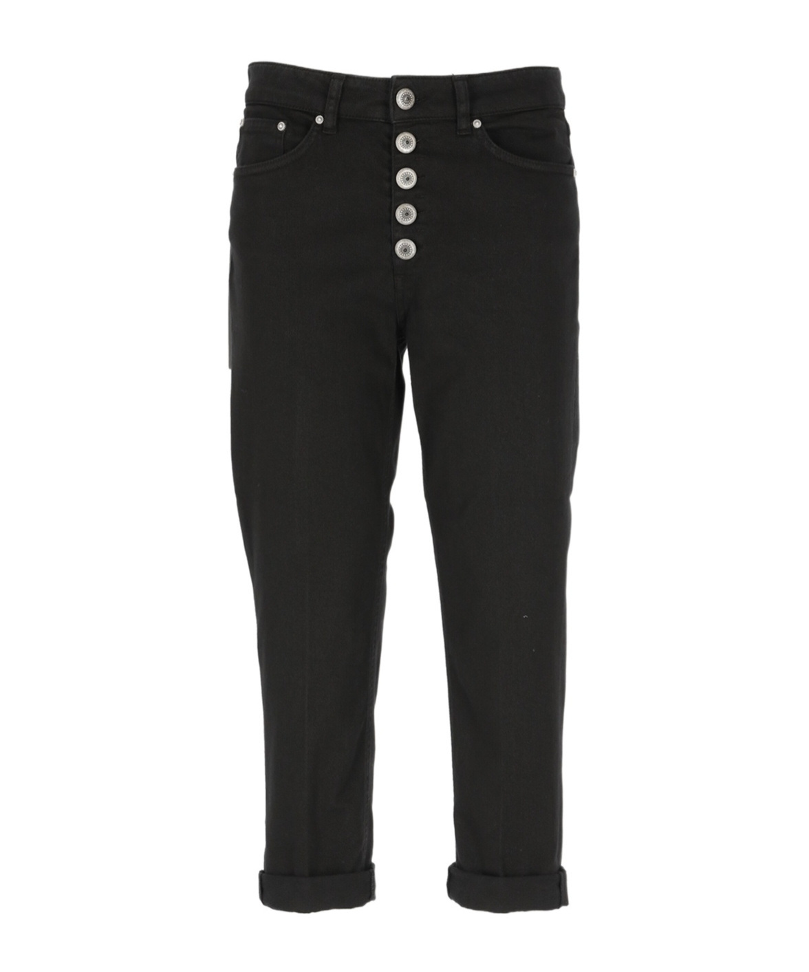 Dondup High-waist Cropped Stretched Jeans In Black