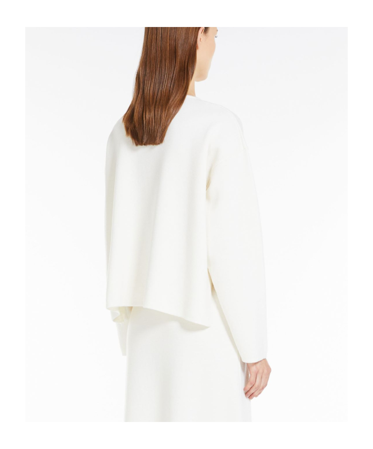 Max Mara Round Neck Woolen Sweater In White