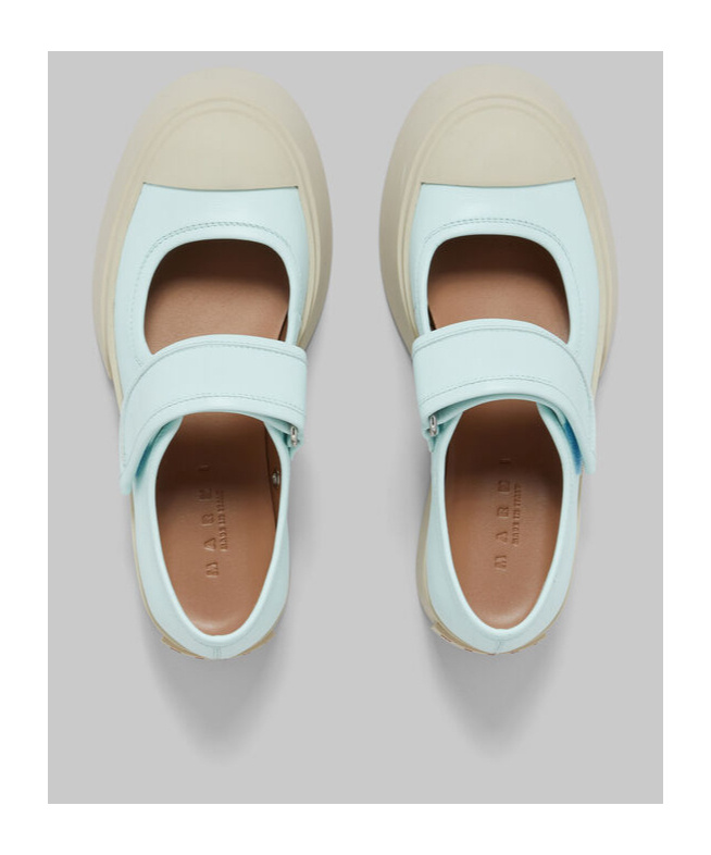 Marni Blue Pablo Mary Jane Ballerina Flats In White