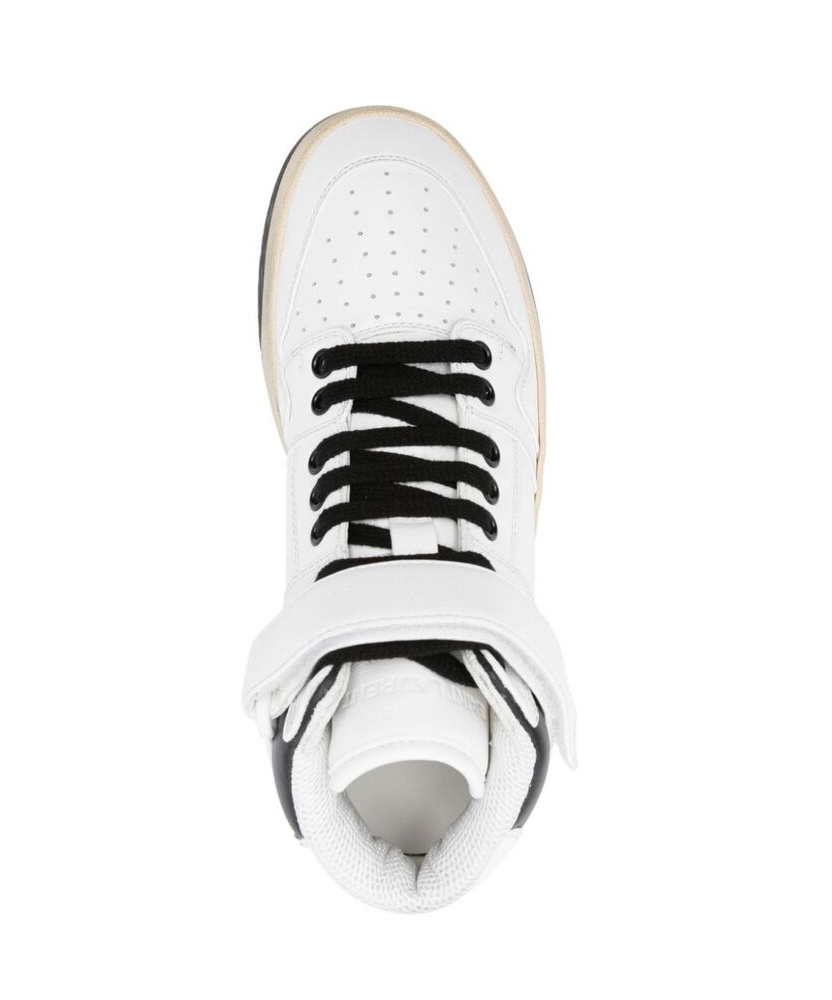 Saint Laurent Round Toe Lace-up Sneakers In White