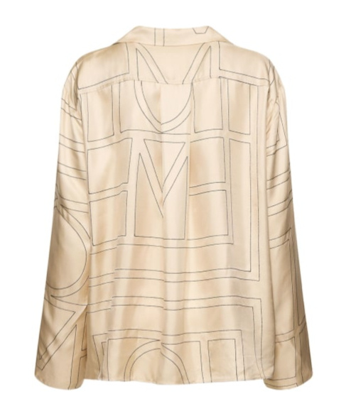 Totême Silk Shirt With Monogram Logo Embroidery In Neutral