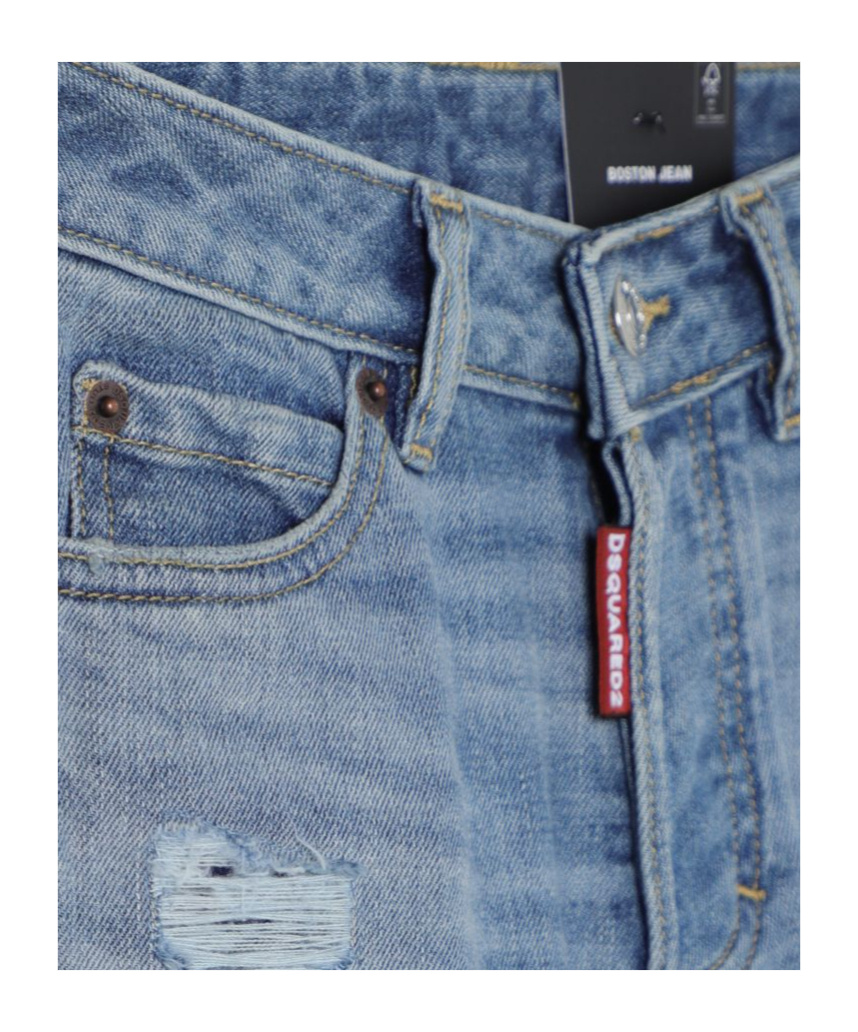 Shop Dsquared2 Imitation Of Old Design Logo Jeans In Blue