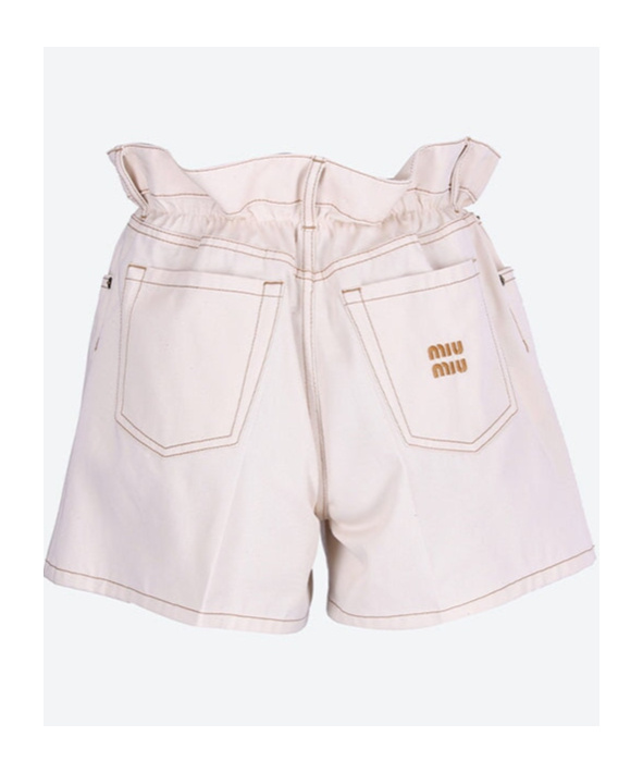 Miu Miu Logo Shorts In White