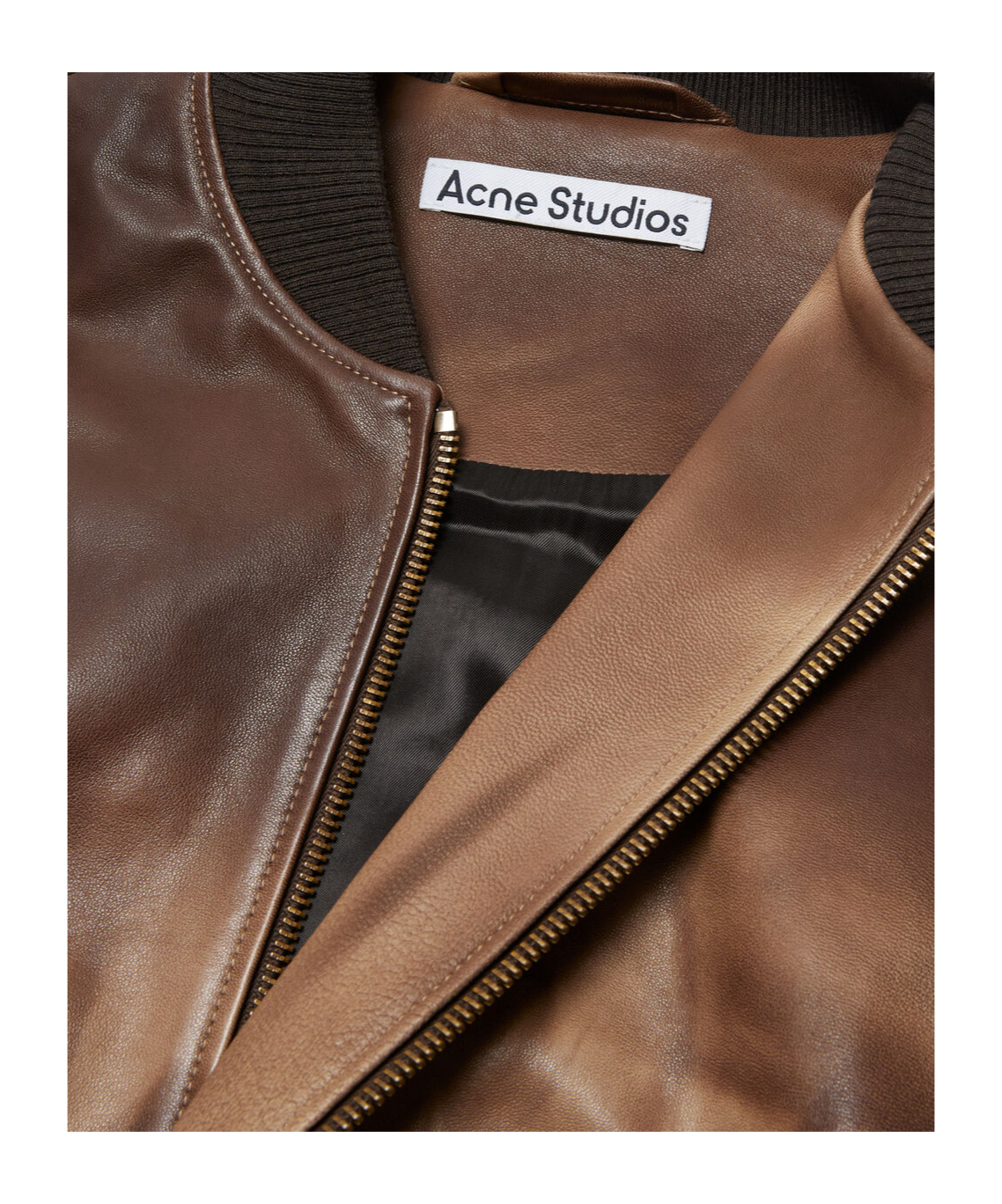 Acne Studios Lastro Leather Bomber Jacket In Brown