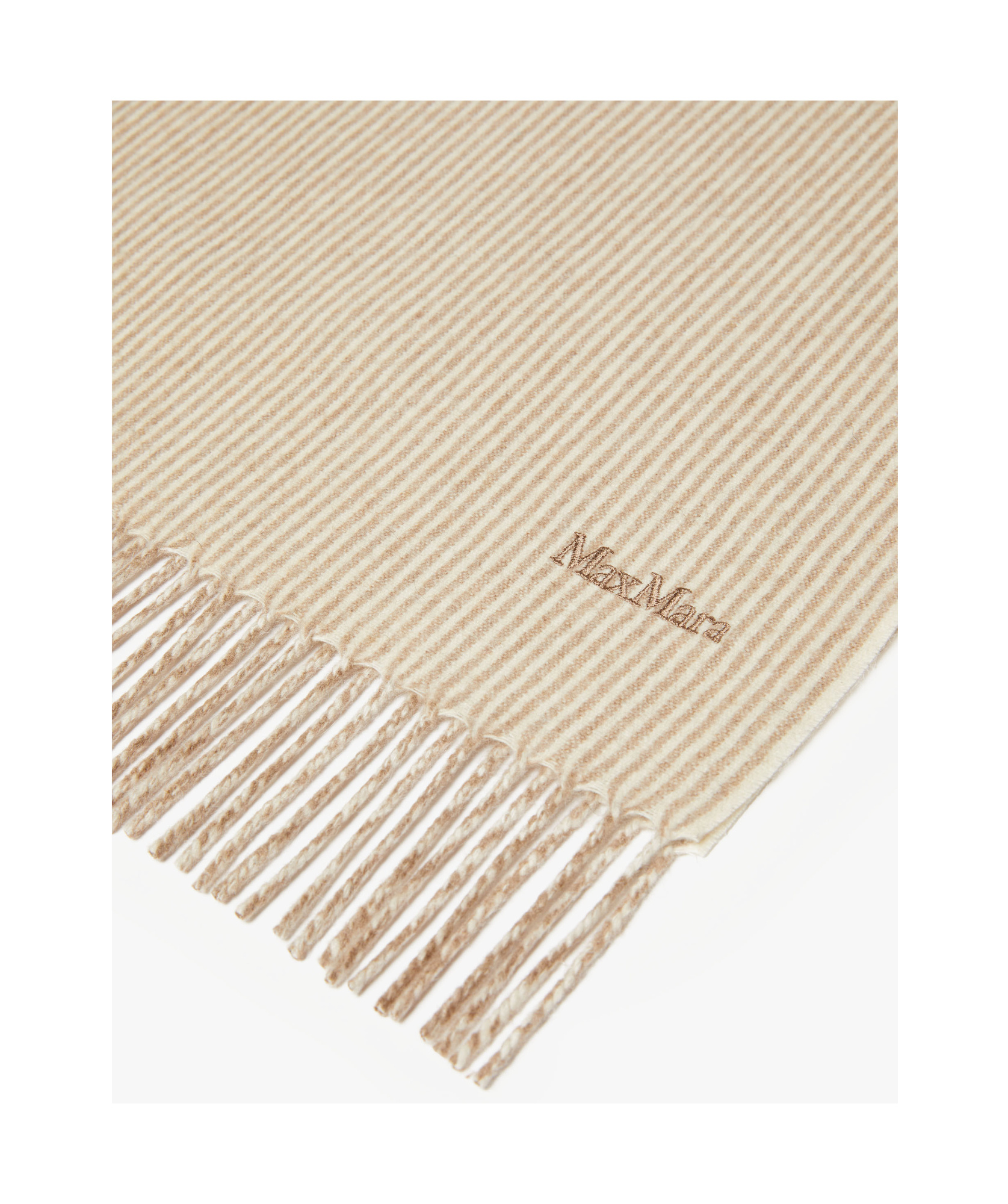 Max Mara Striped Cashmere Shawl In Nude