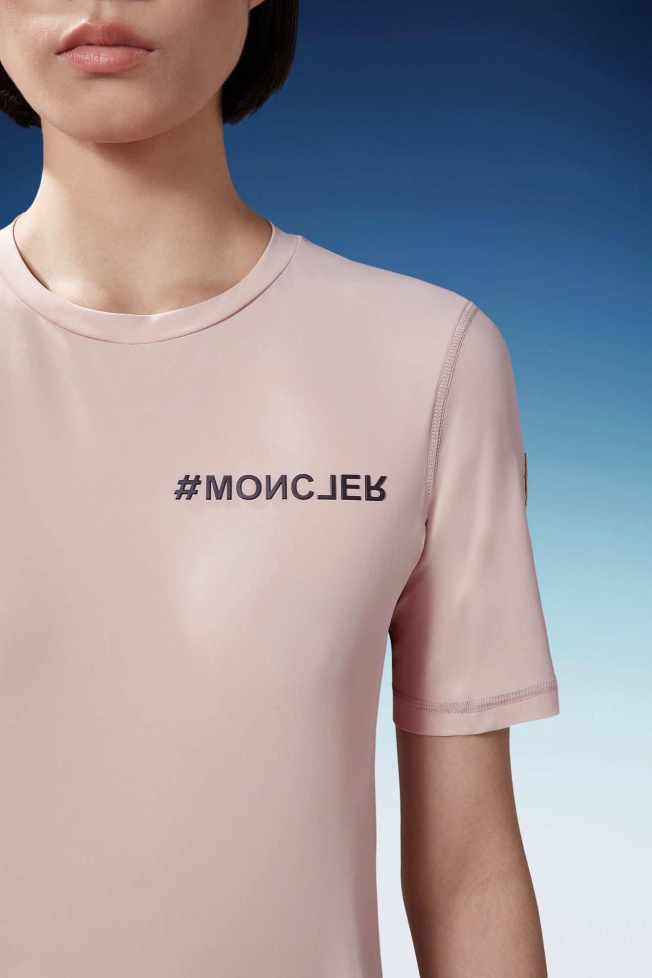 Moncler Logo-embossed Technical-jersey T-shirt In Pink