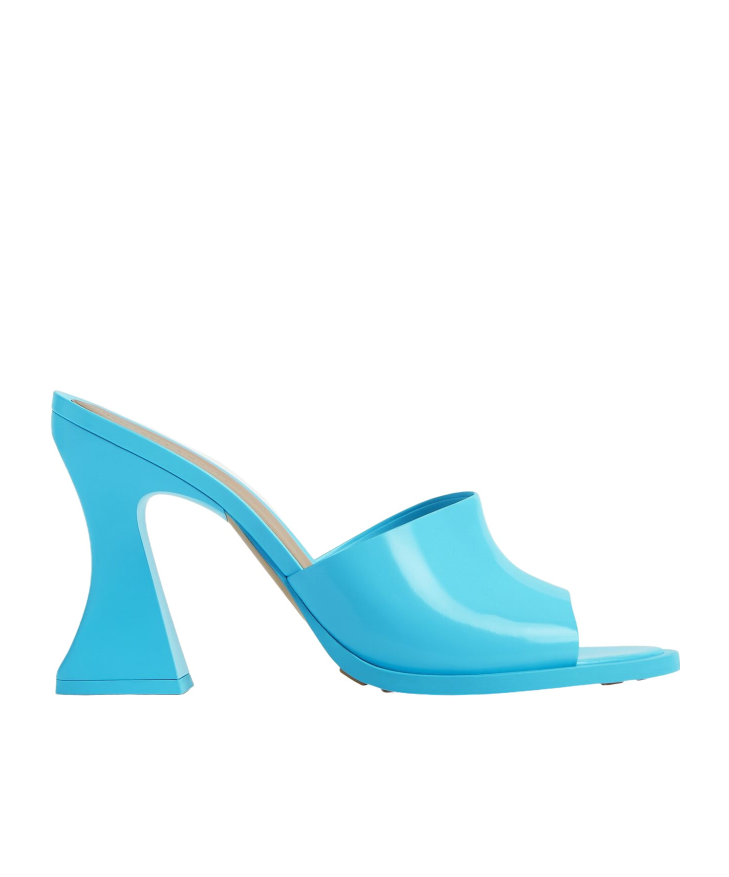 Bottega Veneta Spool Heel Cha-cha Leather Sandals 10cm In Blue