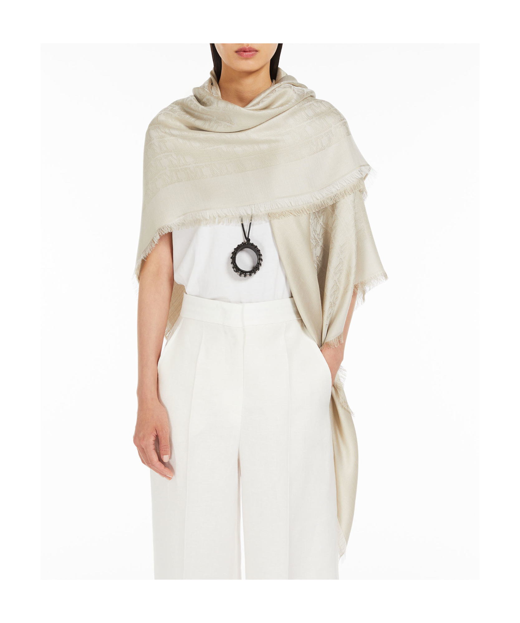 Max Mara Jacquard Scarf In White