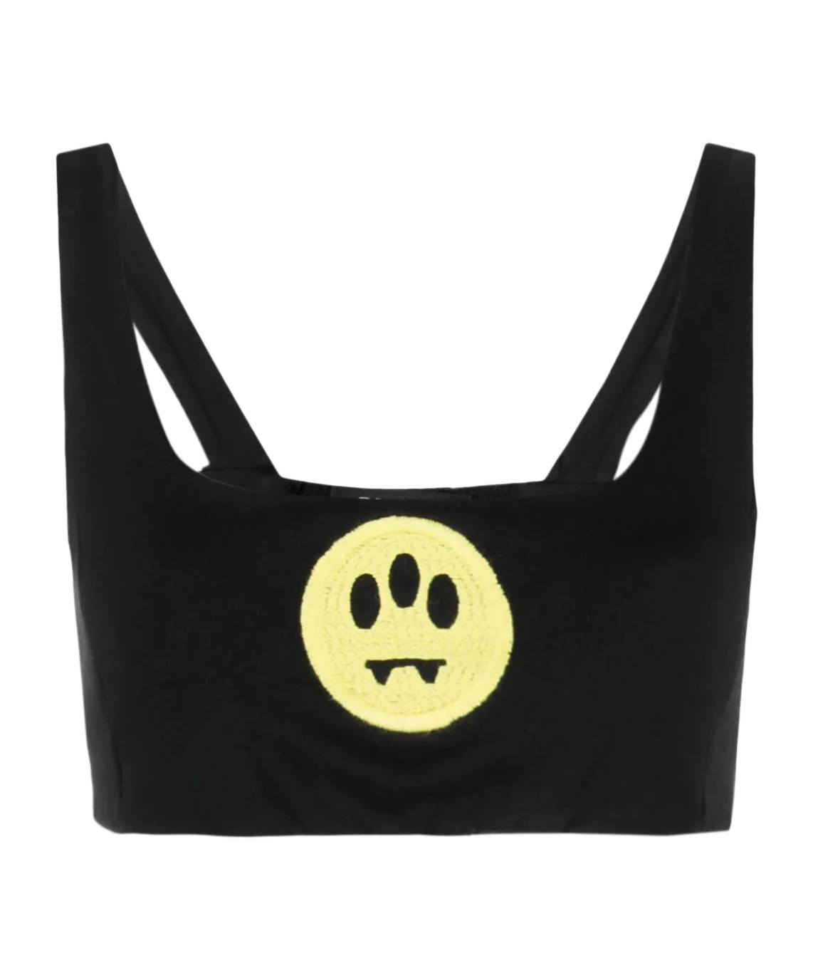 Barrow Smiley-face Jersey Fleece Cropped Top In Black