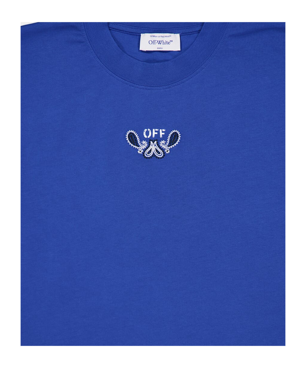 Off-white Off White Logo Printed Crewneck T-shirt In Blue