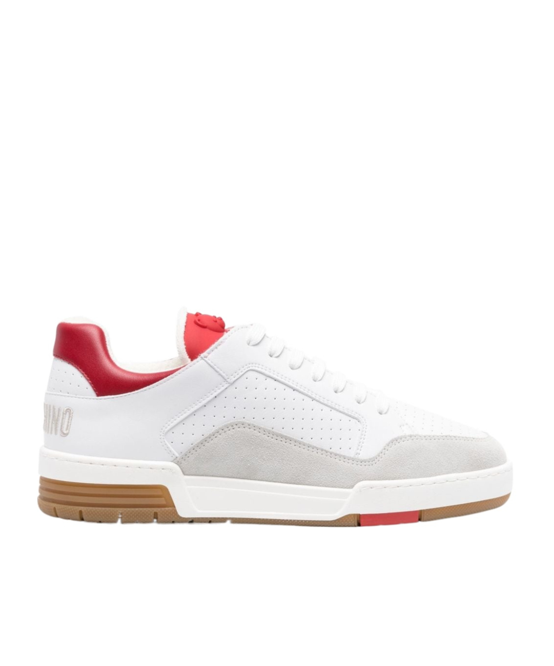 Moschino Contrasting Heel Leather Flatform Sneakers In White