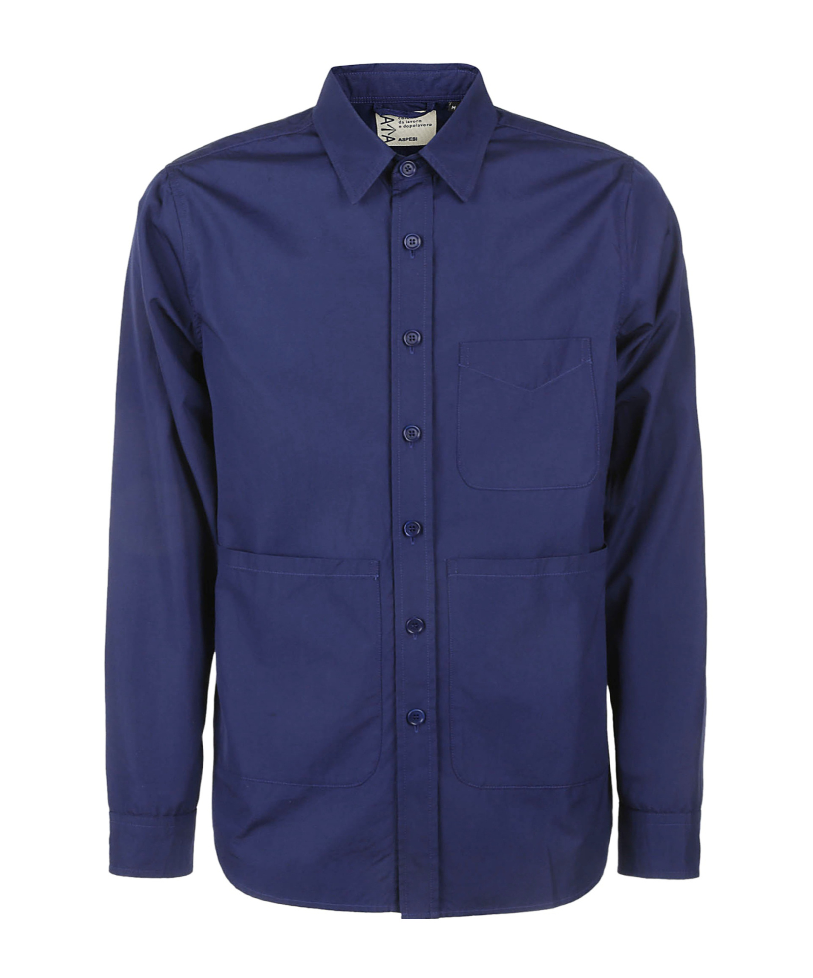 Aspesi Button Long-sleeved Shirt In Blue
