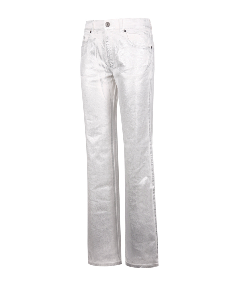 P.A.R.O.S.H METALLIC-FINISH MID-RISE JEANS 