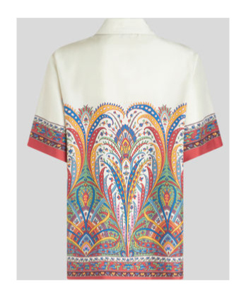 Etro Silk Shirt With Collared Neck And Print In White