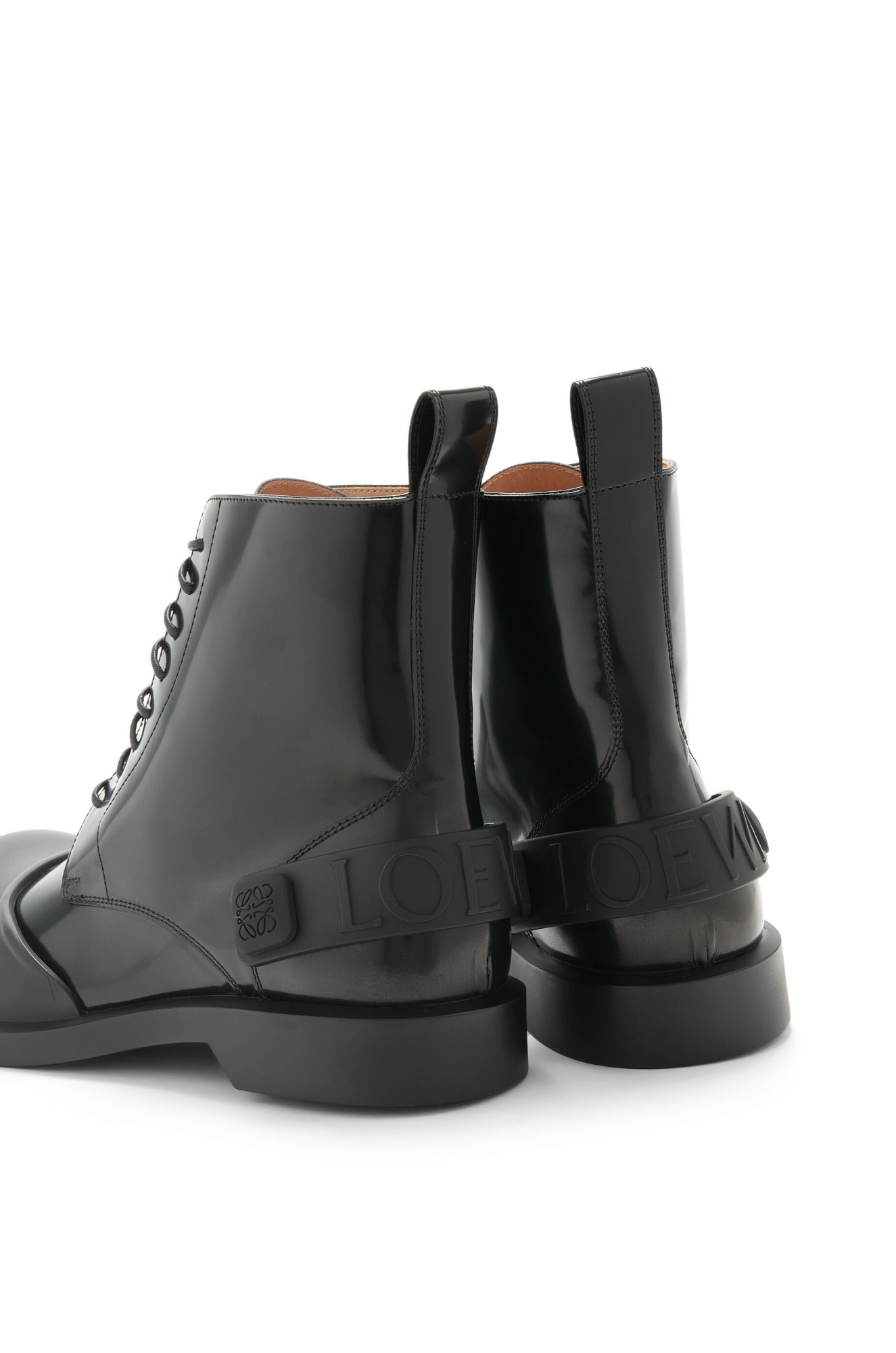 Loewe Campo Lace-up Leather Boots In Black