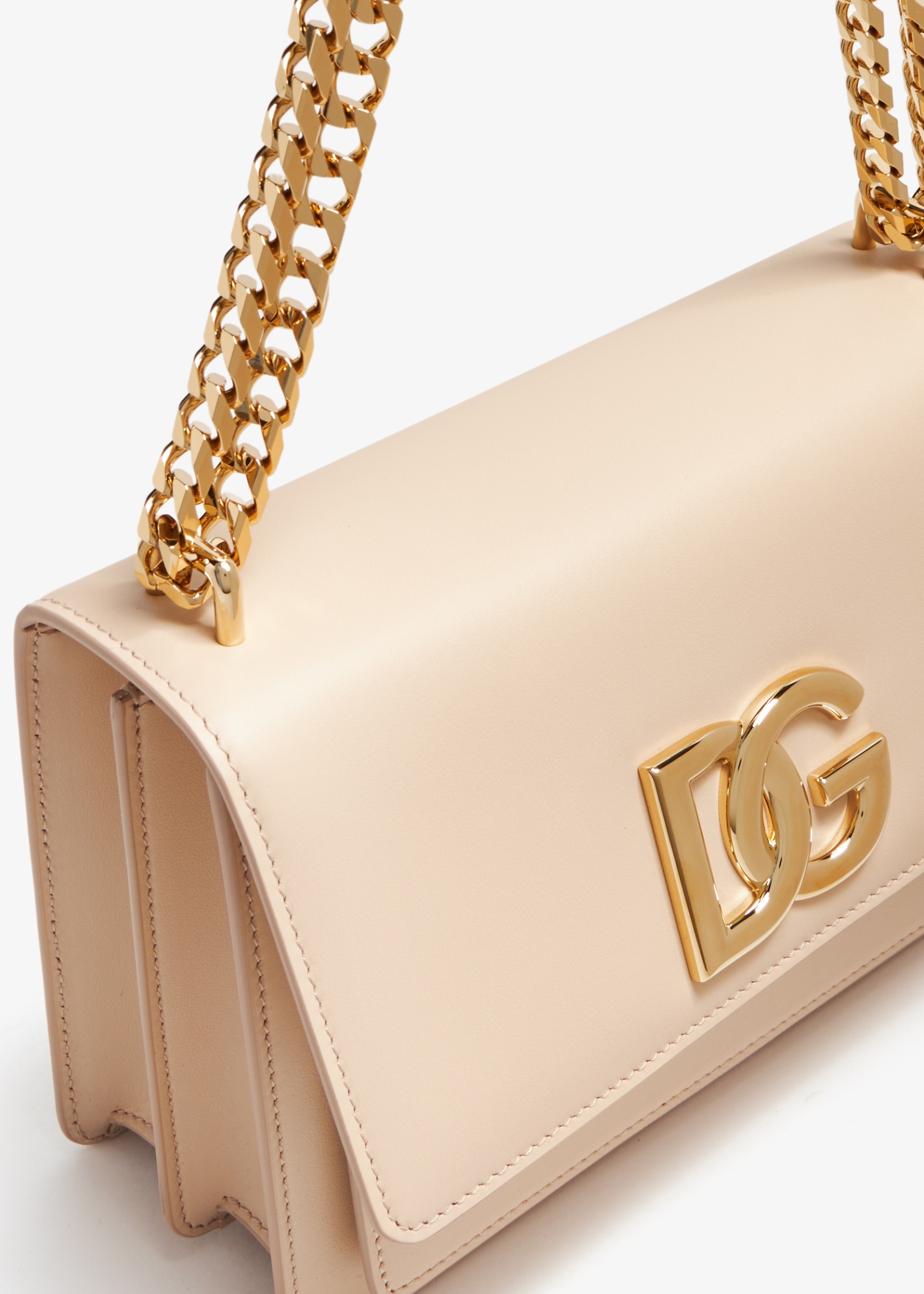 Dolce & Gabbana Logo-plaque Leather Crossbody Bag In Nude