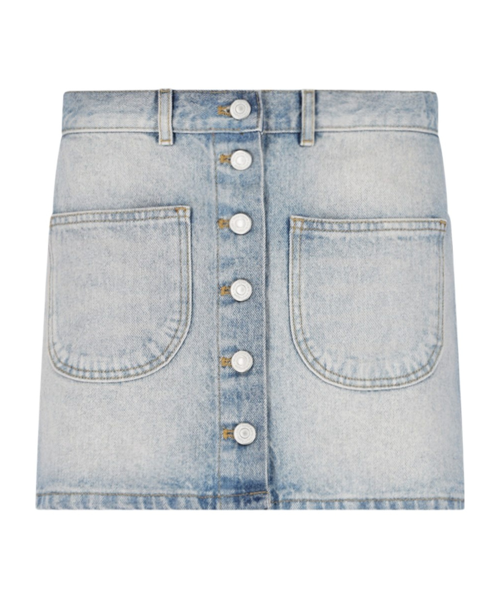 Courrèges Denim Mini Skirt In Gray