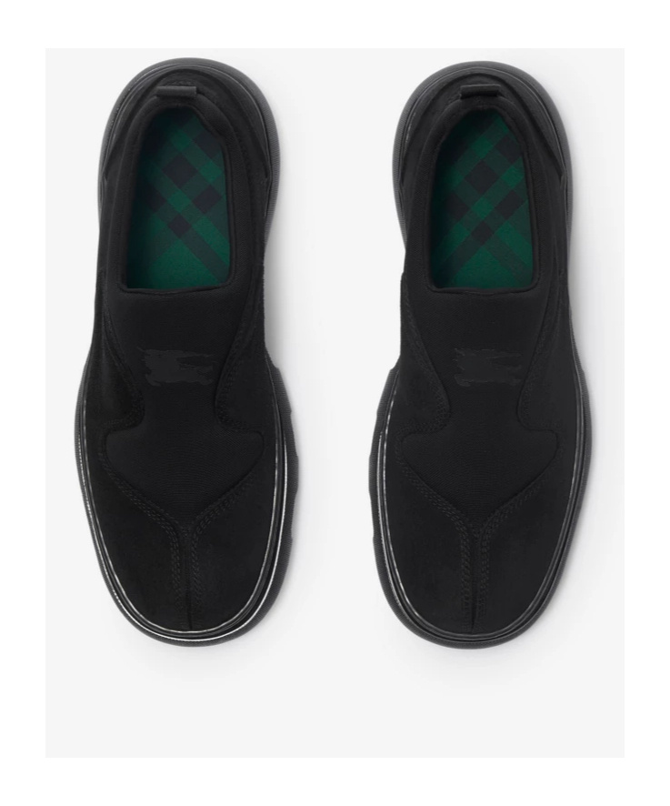 Burberry Ekd Slip-on Suede Sneakers In Black