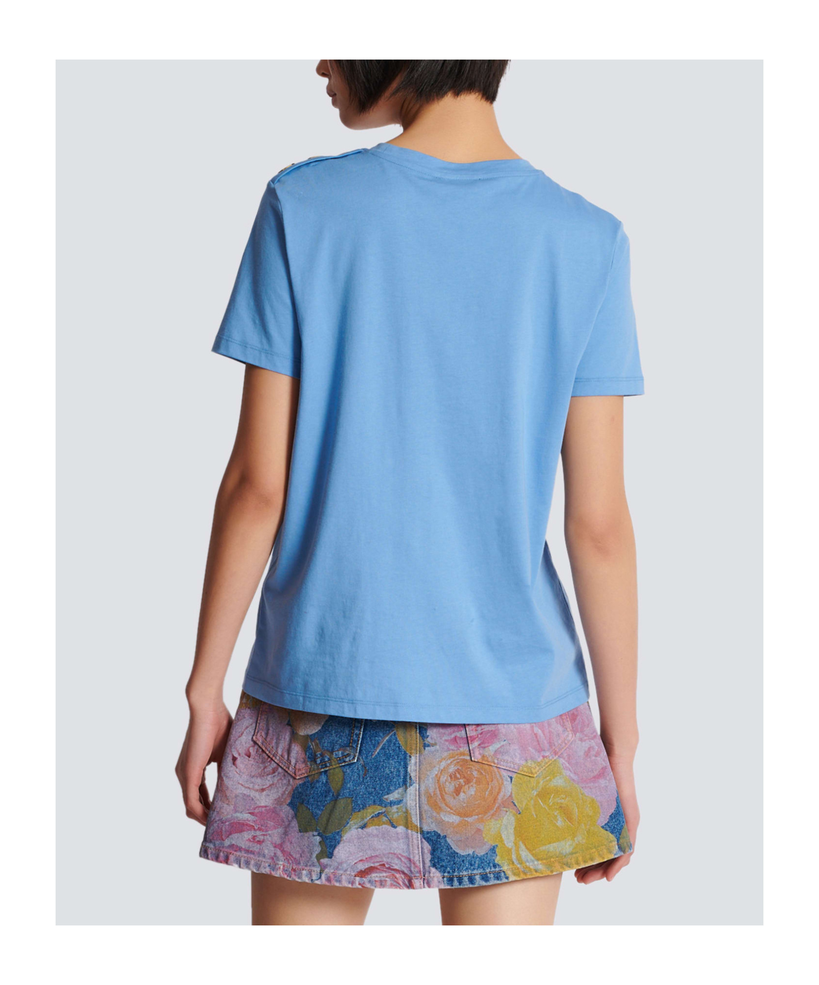 Balmain Logo-print Cotton T-shirt In Blue