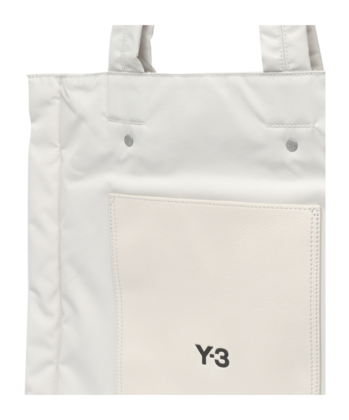 Y-3 Adidas Y 3 Black Leather And Canvas Tote Bag With Logo In White