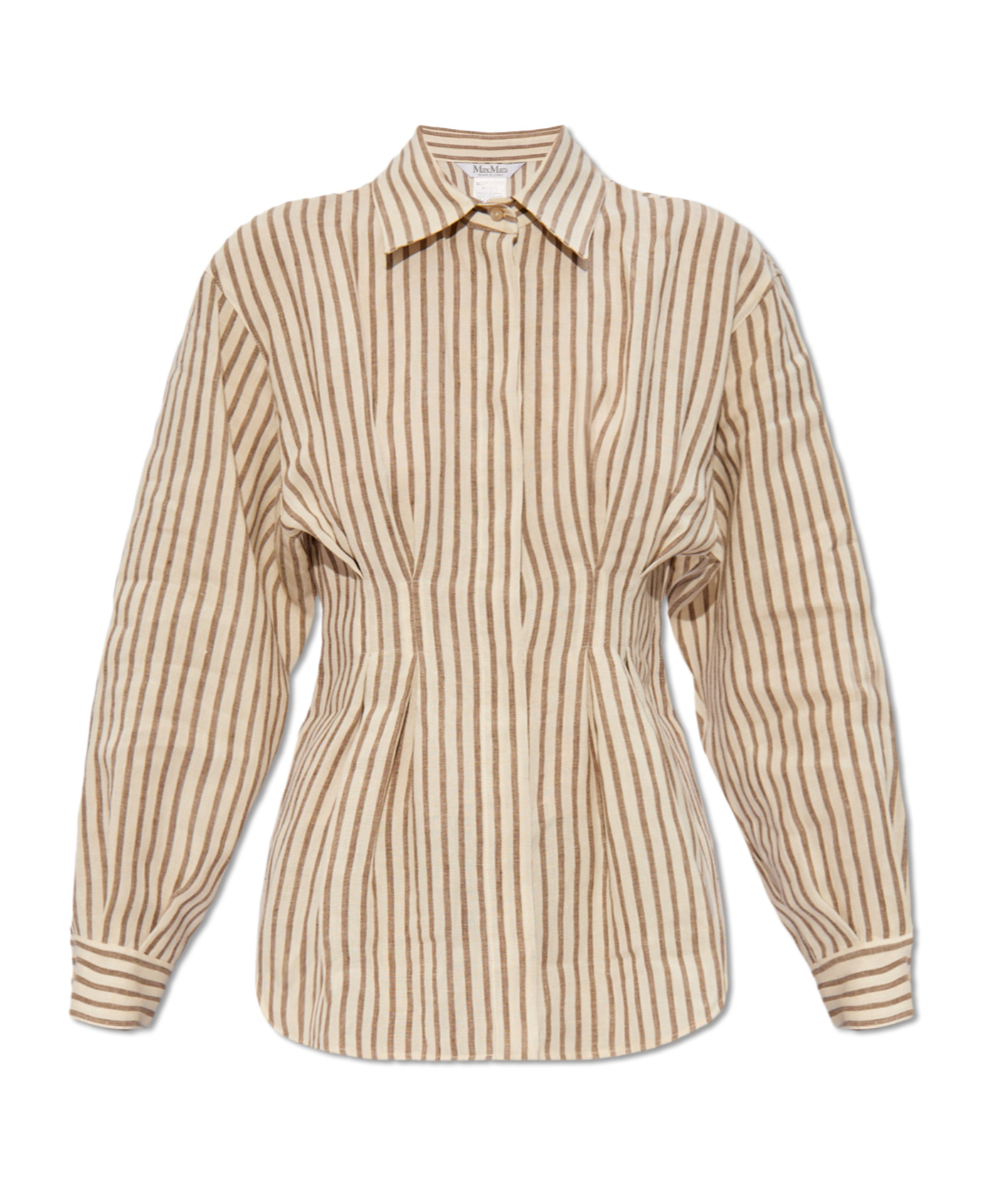 Max Mara Beige Striped Linen Shirt In Nude