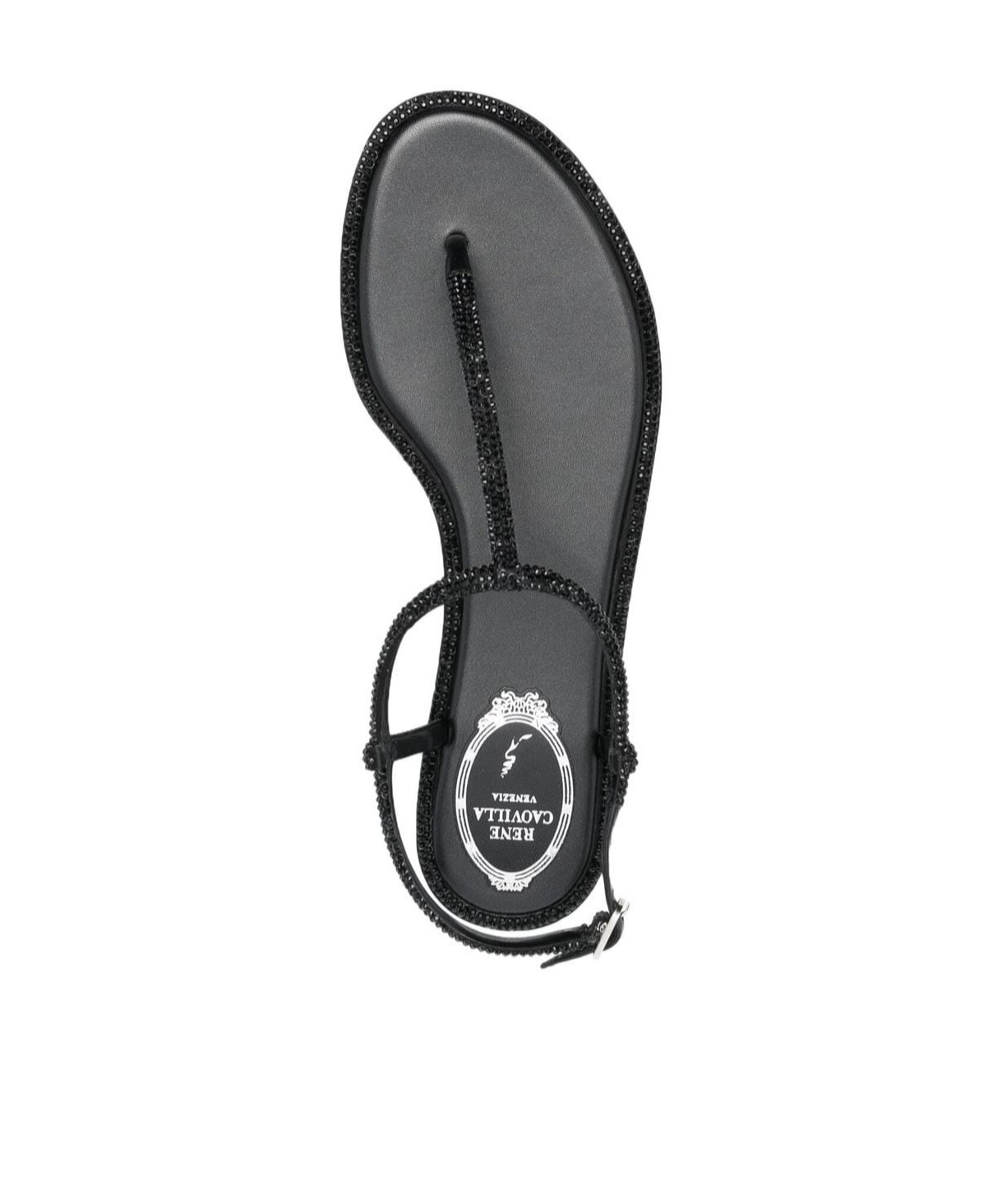 René Caovilla Rene Caovilla Flat Jewel Sandals In Black