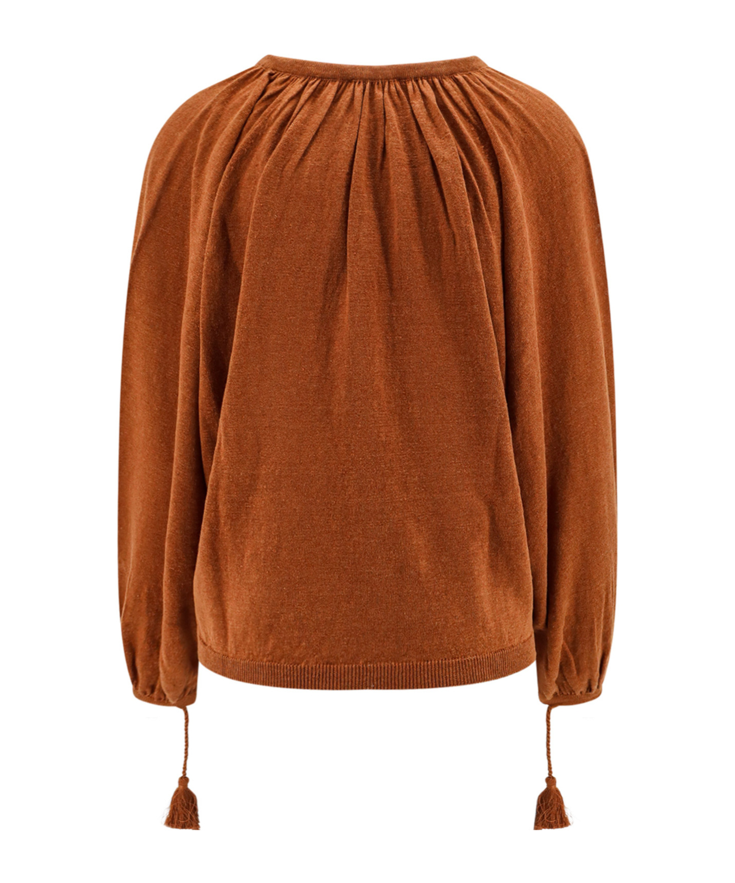 Max Mara Quirite Tie Neck Sweater In Brown