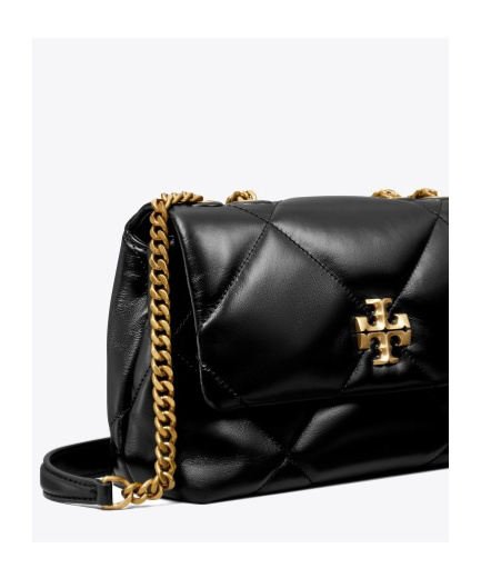 Tory Burch Small Kira Diamond Quilted Convertible Leather Shoulder Bag In Black