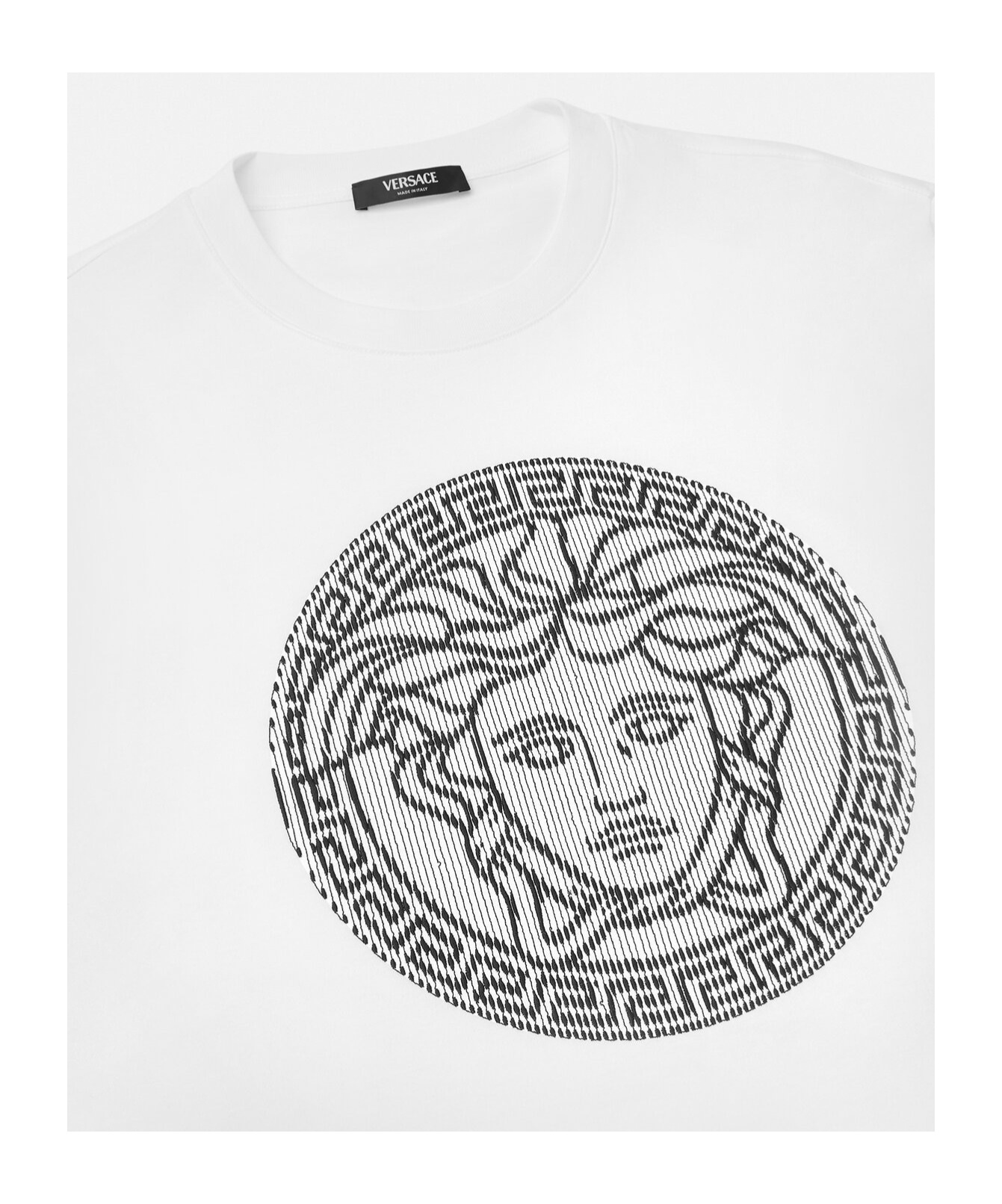 Versace Medusa Sliced Cotton T-shirt In White