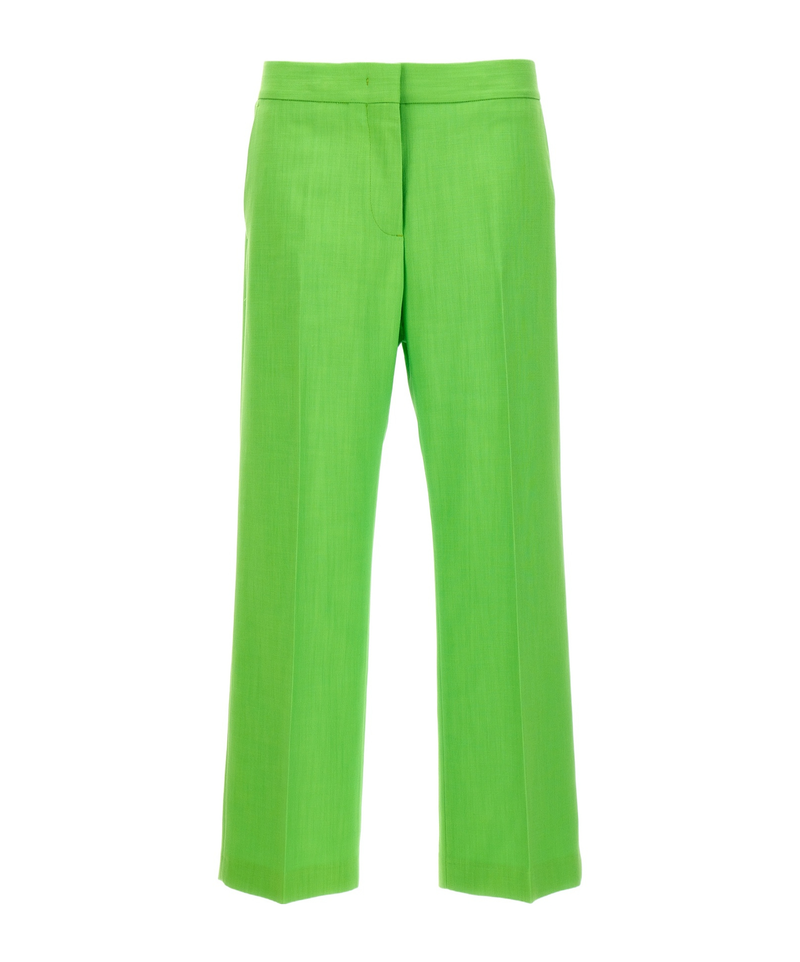 Msgm Straight-leg Cropped Trousers In Green