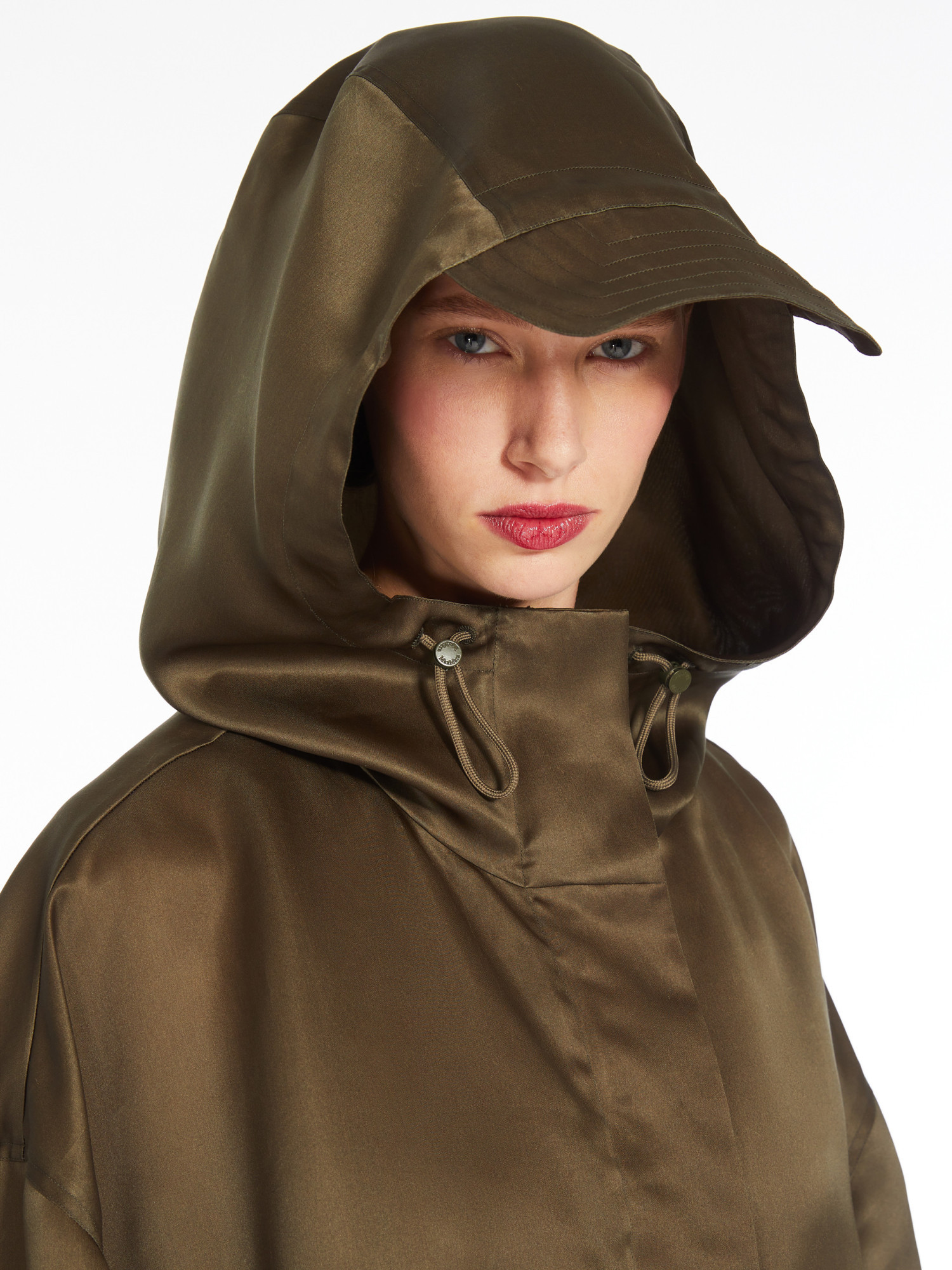 Max Mara Rope And Hooded Parker Coat In Green