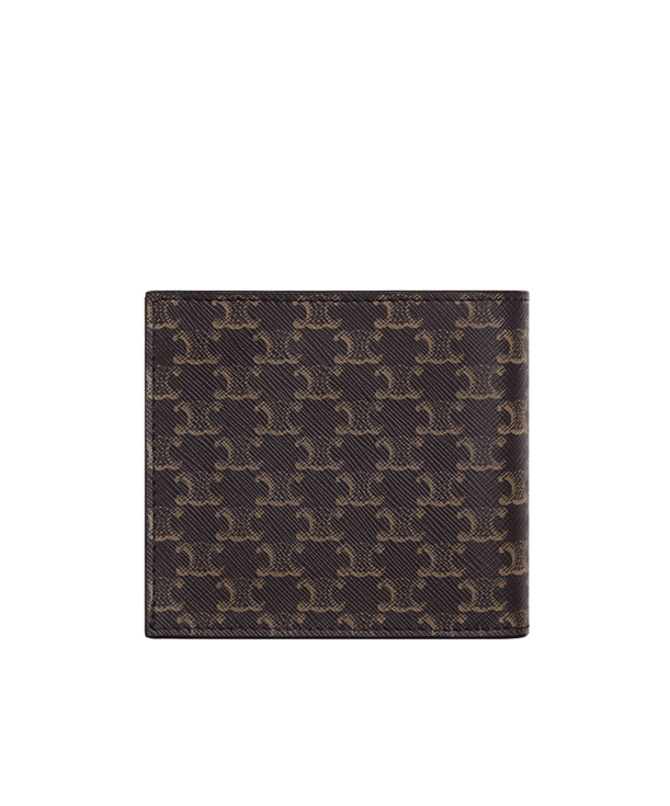 Celine Coated Canvas And Cow Leather Double Fold Wallet In Black